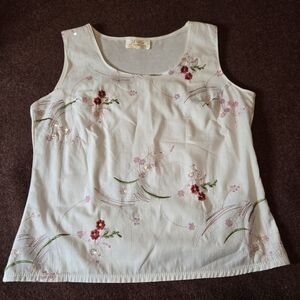 Lilly Of California Off White Embodry Tank Care And Size Tag Missing See Pics